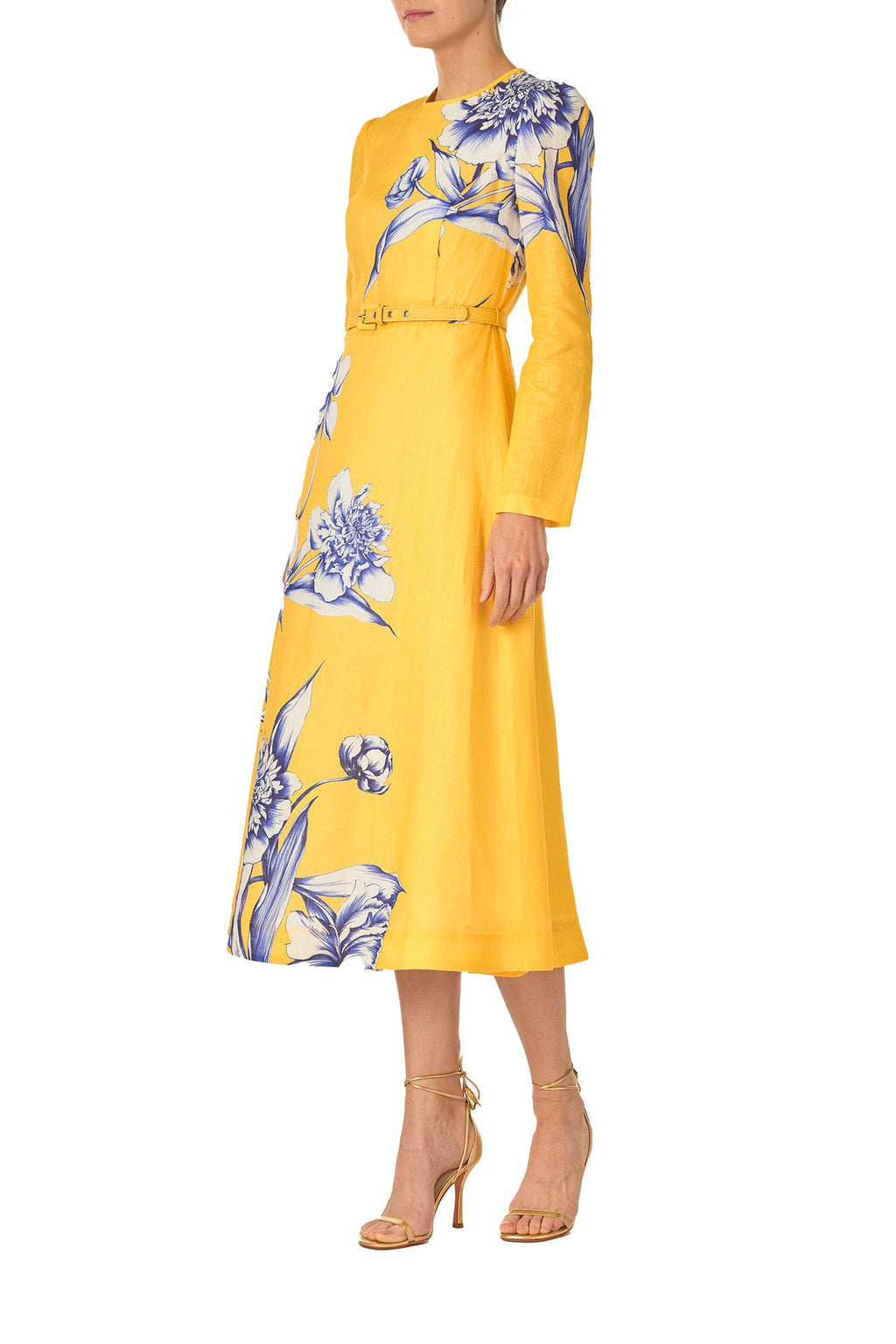 Sunlit Bloom Belted Midi Dress