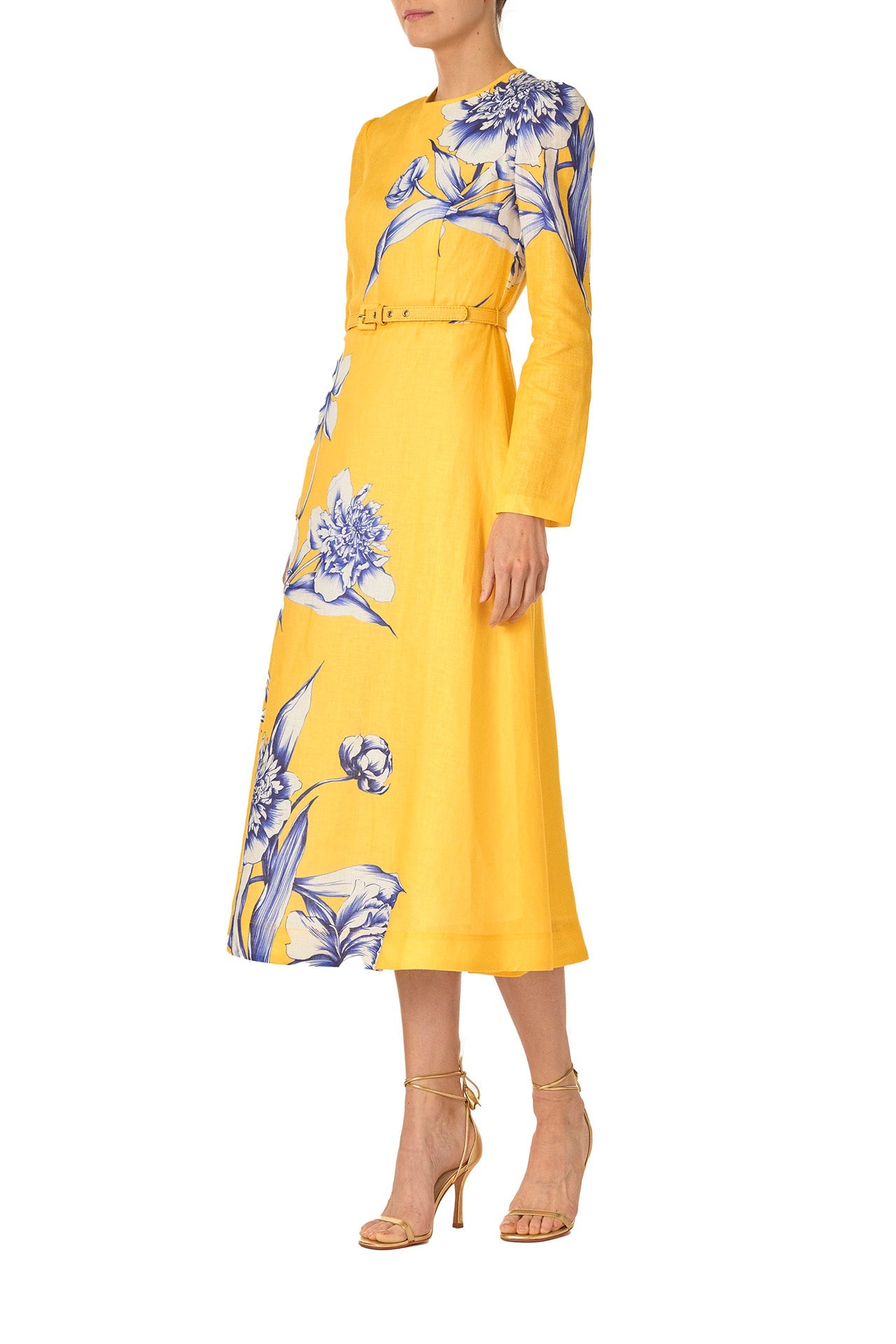 Sunlit Bloom Belted Midi Dress