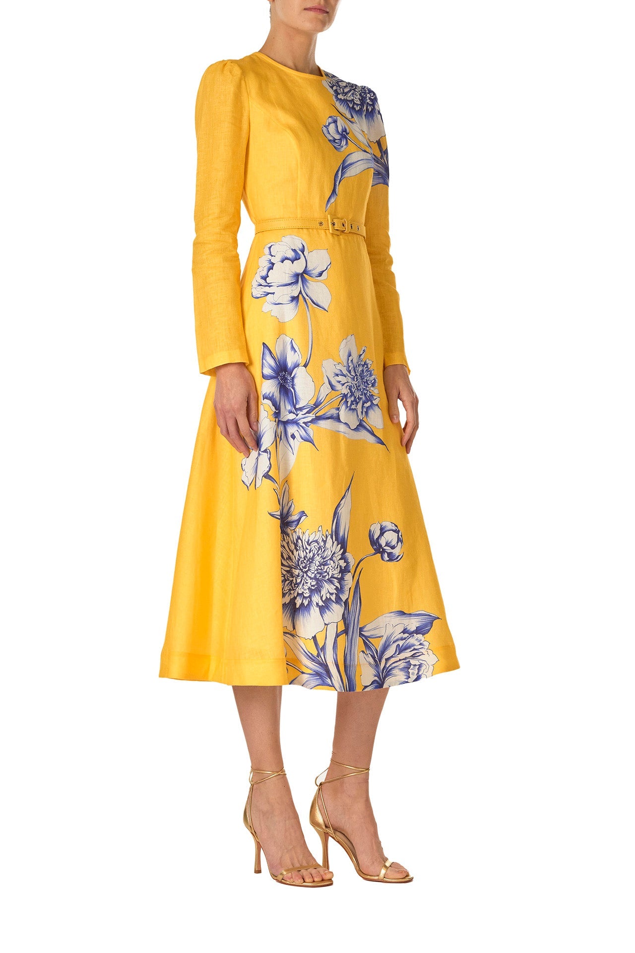 Sunlit Bloom Belted Midi Dress