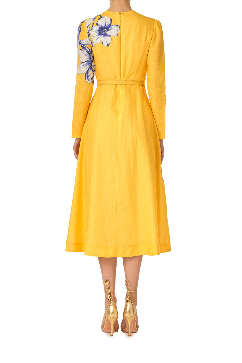 Sunlit Bloom Belted Midi Dress