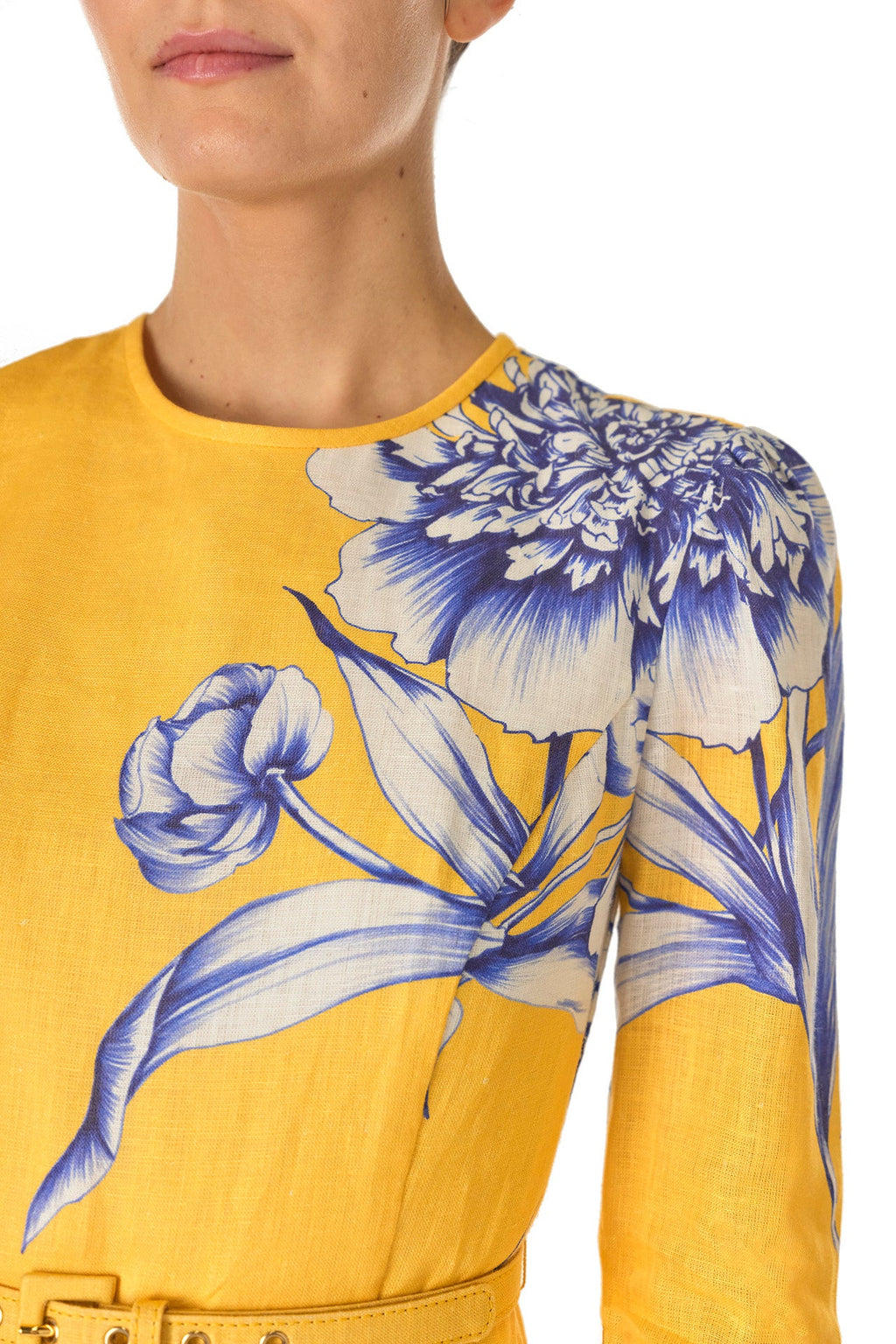 Sunlit Bloom Belted Midi Dress