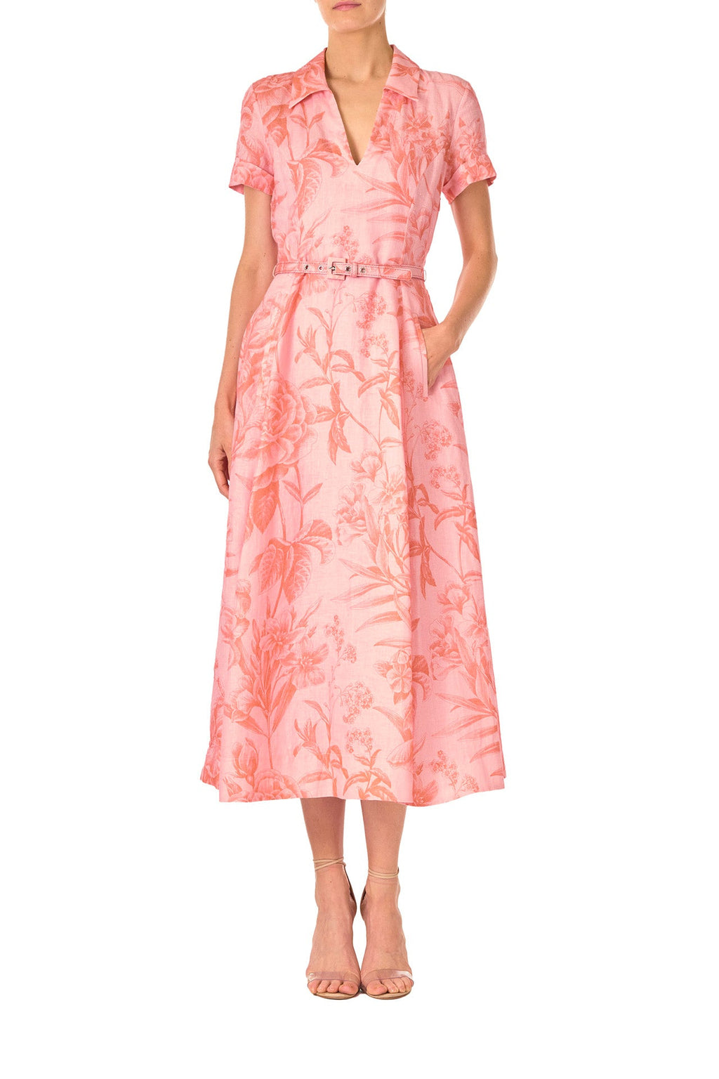 Tropical Rose Shirt Midi Dress