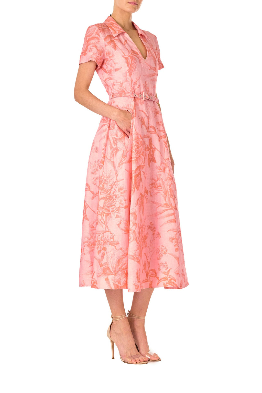 Tropical Rose Shirt Midi Dress