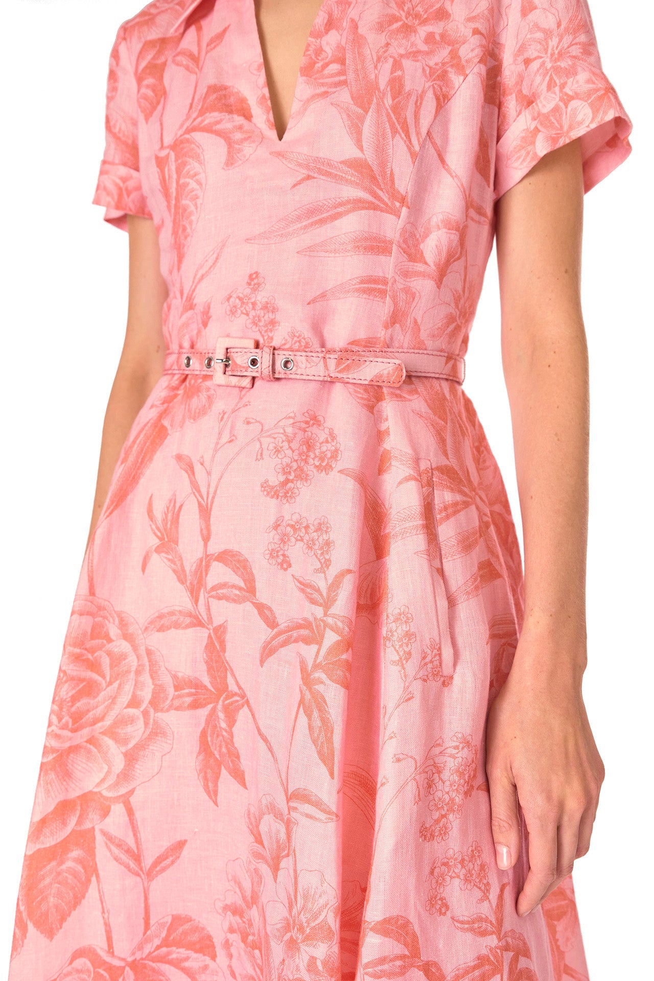 Tropical Rose Shirt Midi Dress