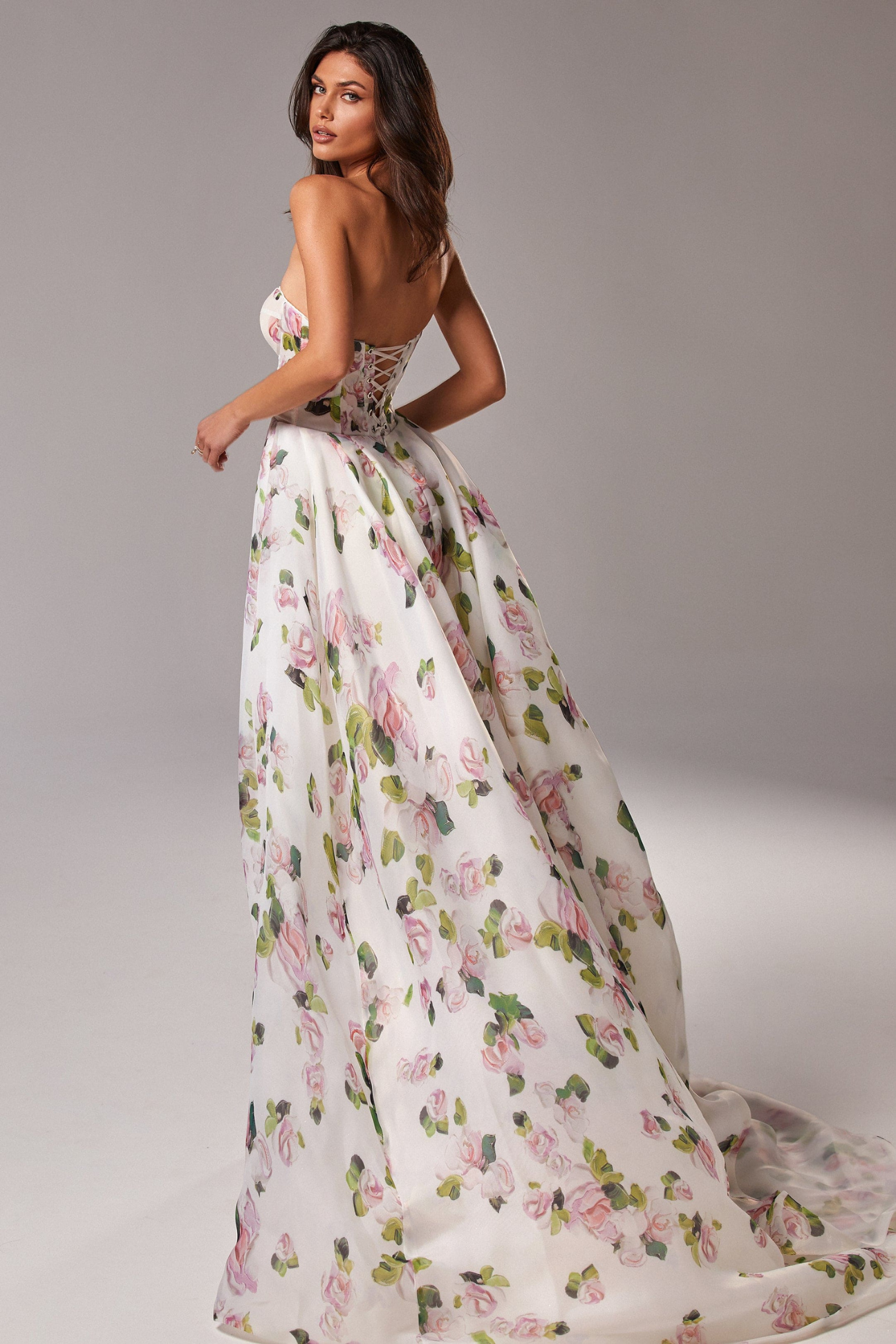 Apple Blossom Front Slit Maxi Dress