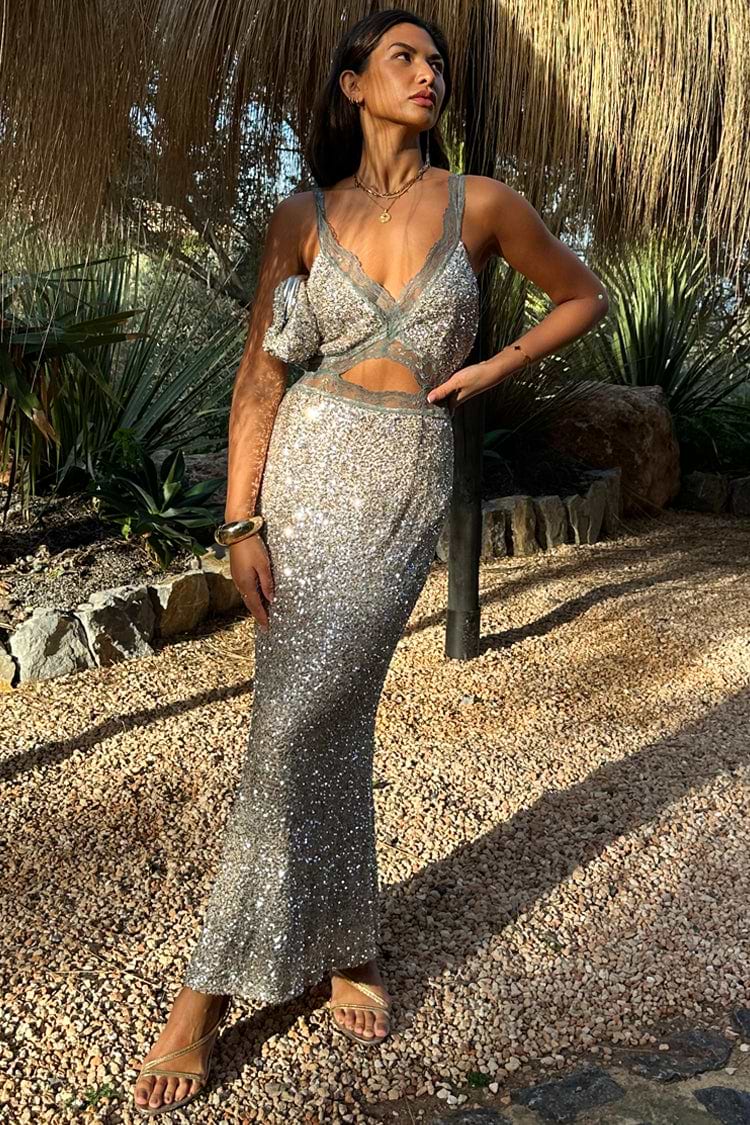 Sequin Lace Midi Dress
