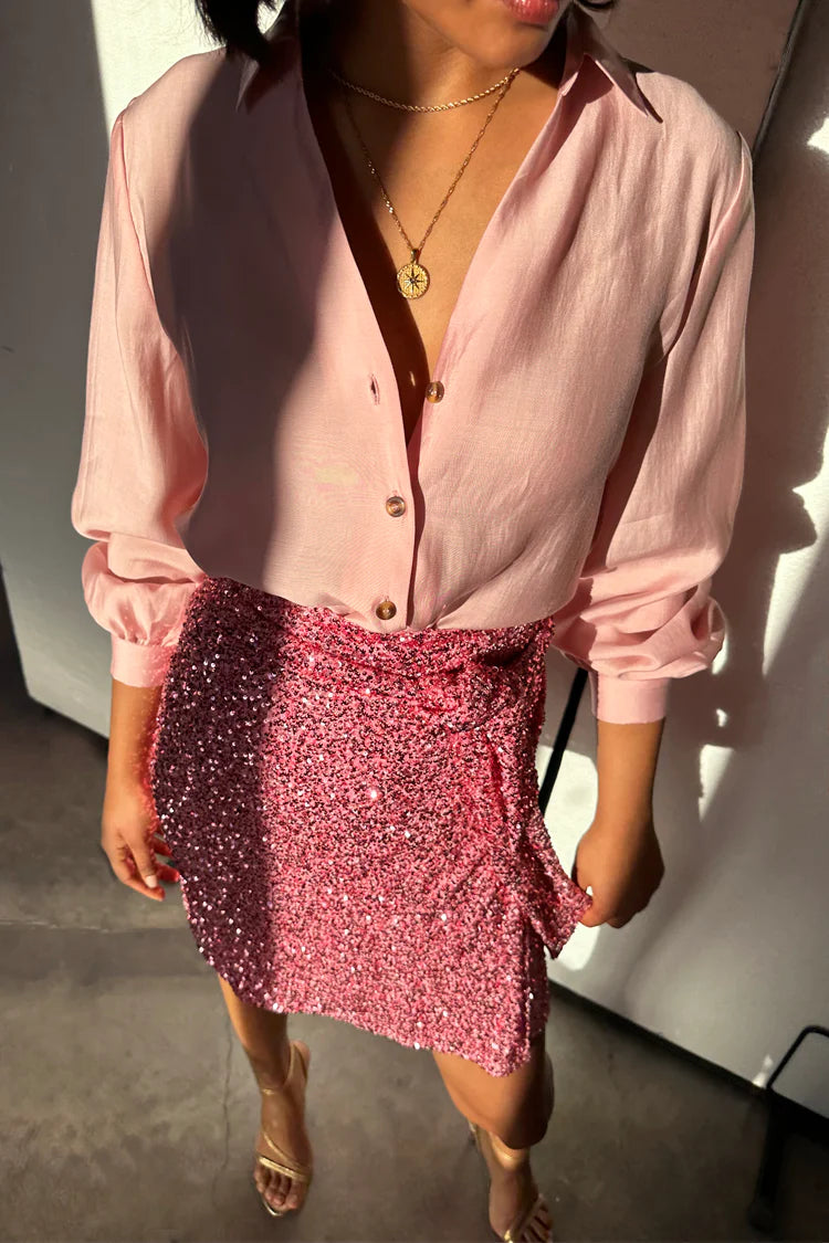 Lime Sequin Wrap Jaspre Mini Skirt