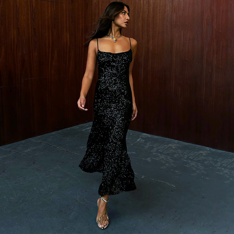Sequin Spaghetti Strap Dress