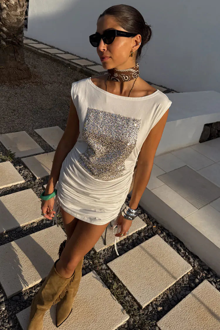 Starlit Sequin Ruched Dress