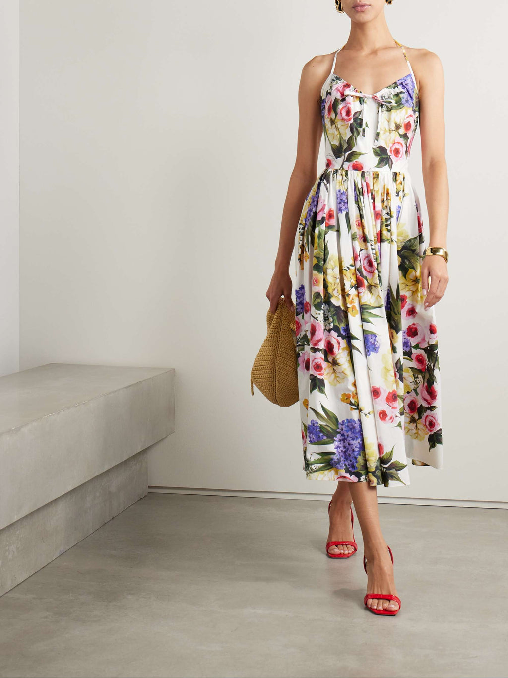 Floral Poplin Halterneck Midi dress