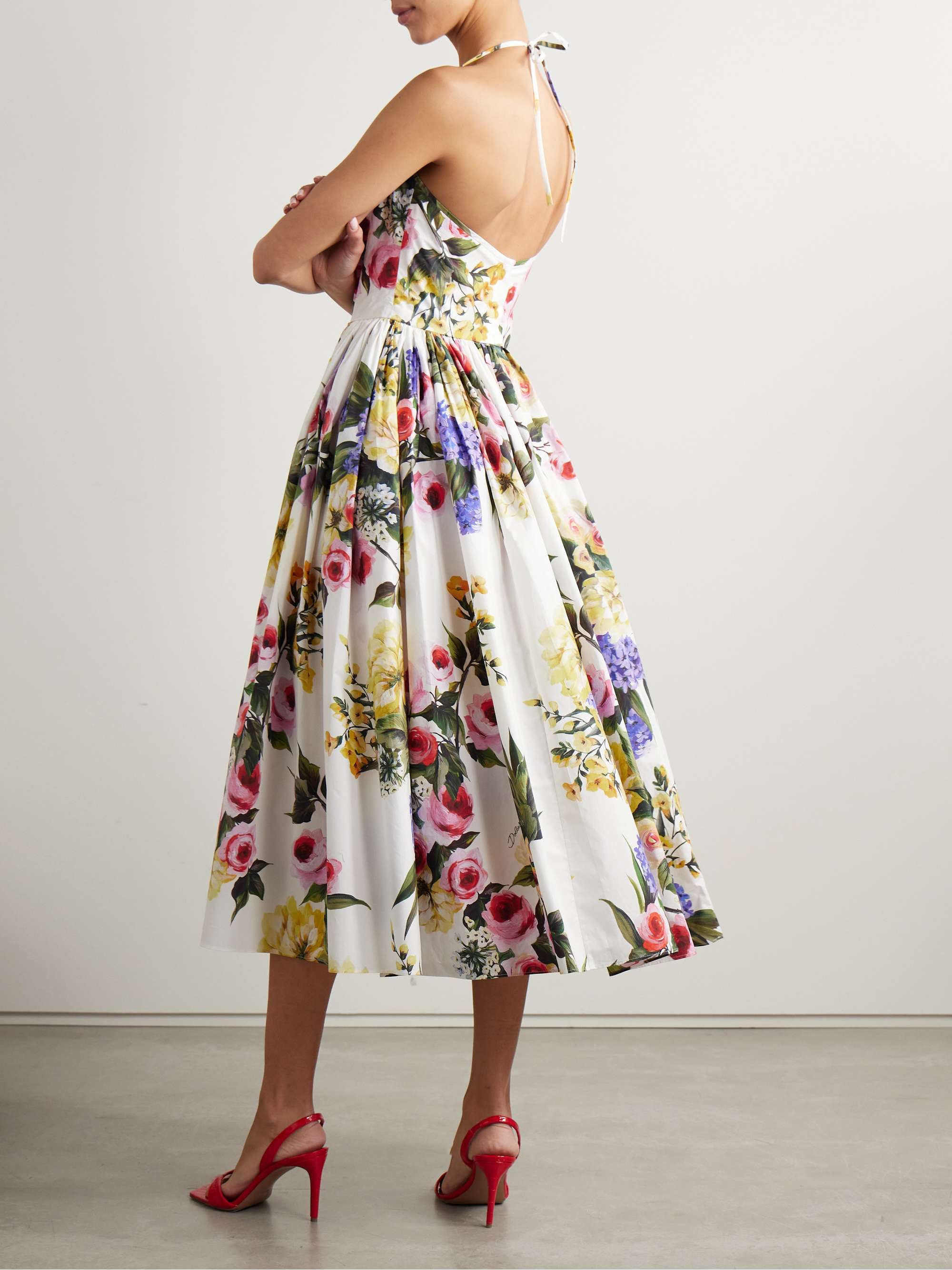 Floral Poplin Halterneck Midi dress